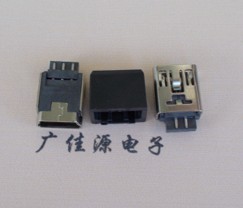 奉贤MINI USB 5Pin接口 带护套焊线母座 B型180度铜壳