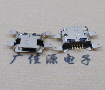 奉贤镀镍Micro USB 插座四脚贴 直边沉板1.6MM尺寸结构