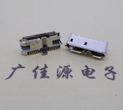 奉贤 双接口micro usb3.0母座有卷边10pin三个固定脚插板