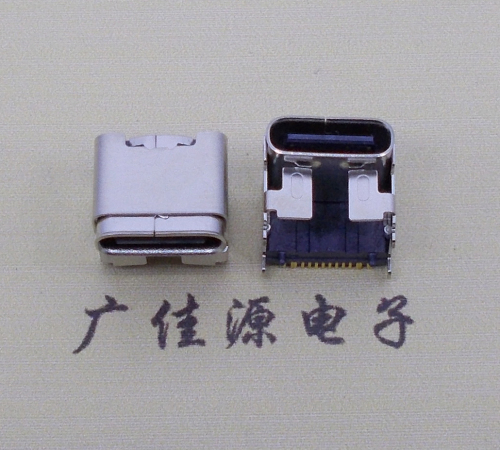 奉贤type c16p四脚插板单排贴片板上垫高母座H=5.9、9.5mm